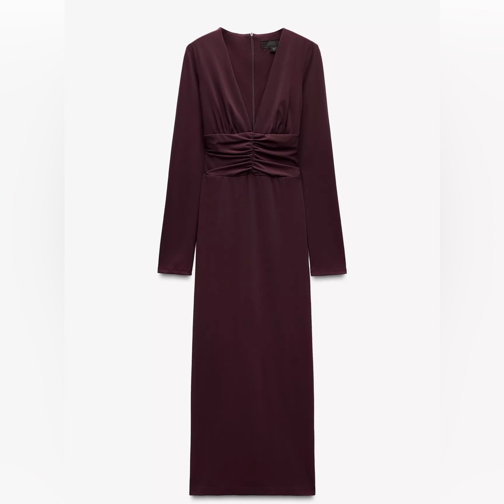 Zara  Burgundy Long Sleeve Dress